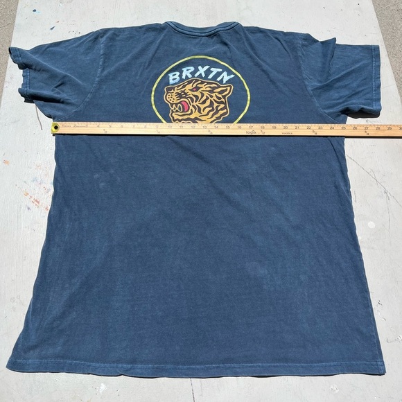 Men's Brixton T-Shirt Blue Spell-Out XL Streetwear Logo Casual City Beach Surf - Picture 8 of 11